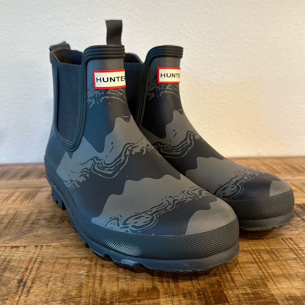 Hunter Chelsea Boots with “Sonic Wave” print- limited edition